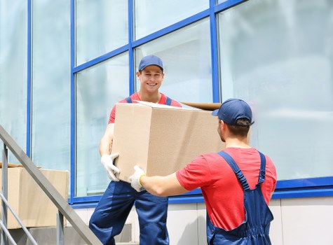 Careful loading of furniture and boxes for a home relocation