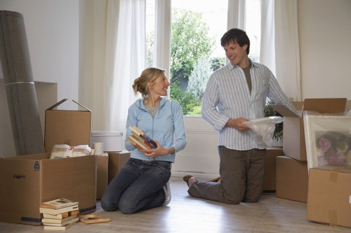 Office furniture and equipment prepared for a local commercial move